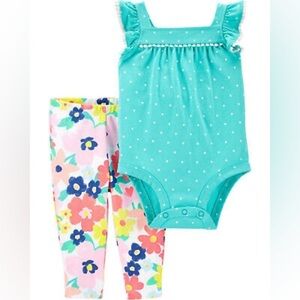 Carters baby girl two piece outfit tank top and pant set floral size 3 months
